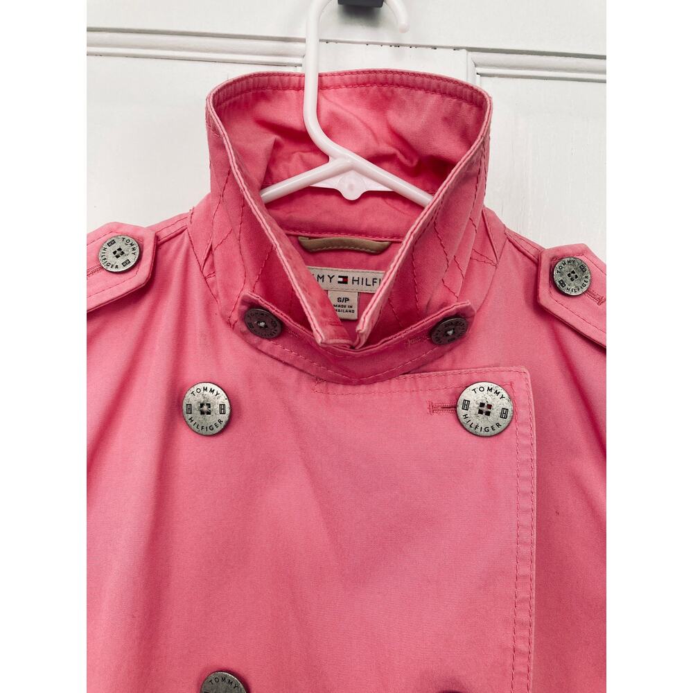Tommy Hilfiger Pink Coat Trench Raincoat Double Breasted Buttons Size 8P